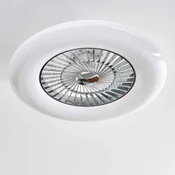 Ventilateur De Plafond Petrovac Led Chrome, Blanc, 1 Lumiere, Telecommandes