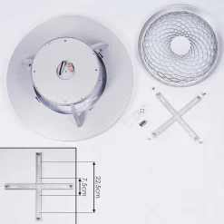 Ventilateur De Plafond Penon Led Argente, 1 Lumiere, Telecommandes