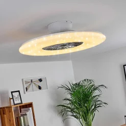 Ventilateur De Plafond Petrovac Led Chrome, Blanc, 1 Lumiere, Telecommandes