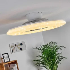 Ventilateur De Plafond Petrovac Led Chrome, Blanc, 1 Lumiere, Telecommandes