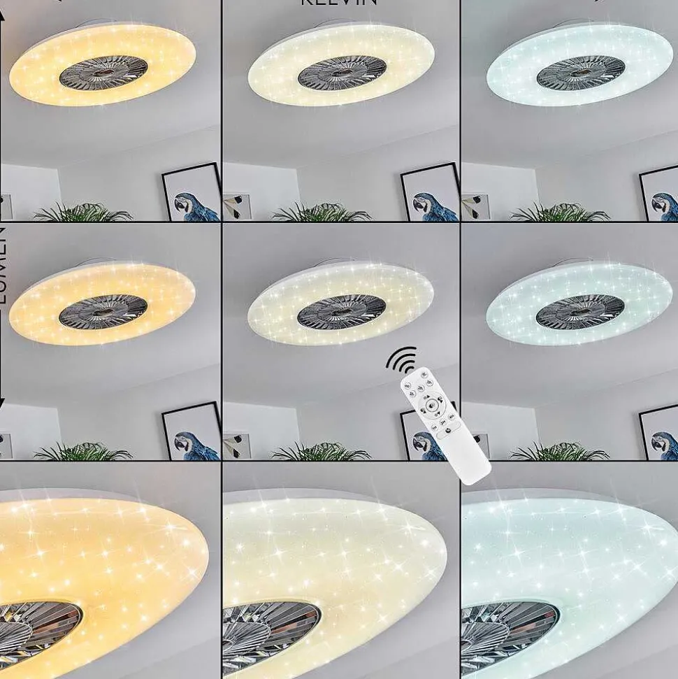 Ventilateur De Plafond Petrovac Led Chrome, Blanc, 1 Lumiere, Telecommandes