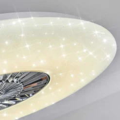 Ventilateur De Plafond Petrovac Led Chrome, Blanc, 1 Lumiere, Telecommandes