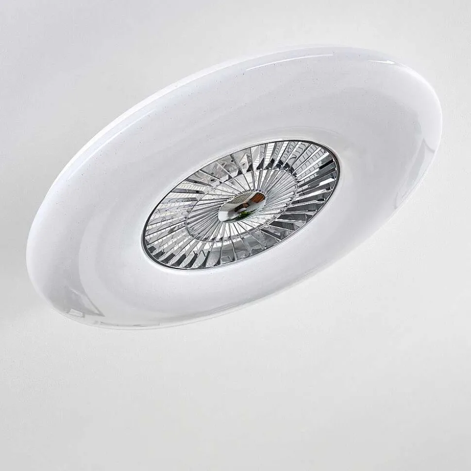Ventilateur De Plafond Petrovac Led Chrome, Blanc, 1 Lumiere, Telecommandes