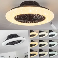 Ventilateur De Plafond Piraeus Led Noir, 1 Lumiere, Telecommandes