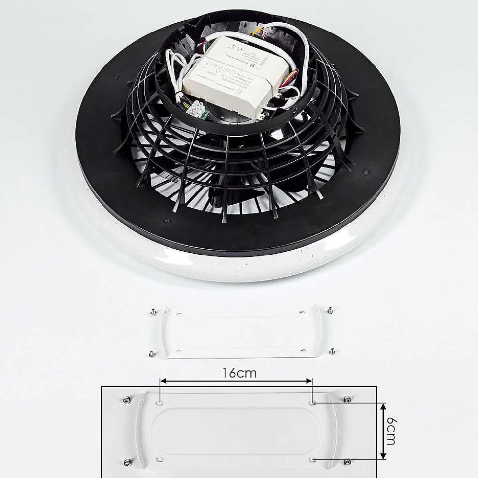 Ventilateur De Plafond Piraeus Led Noir, 1 Lumiere, Telecommandes