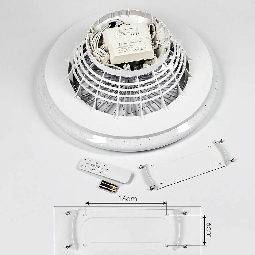 Ventilateur De Plafond Piraeus Led Blanc, 1 Lumiere, Telecommandes, Changeur De Couleurs