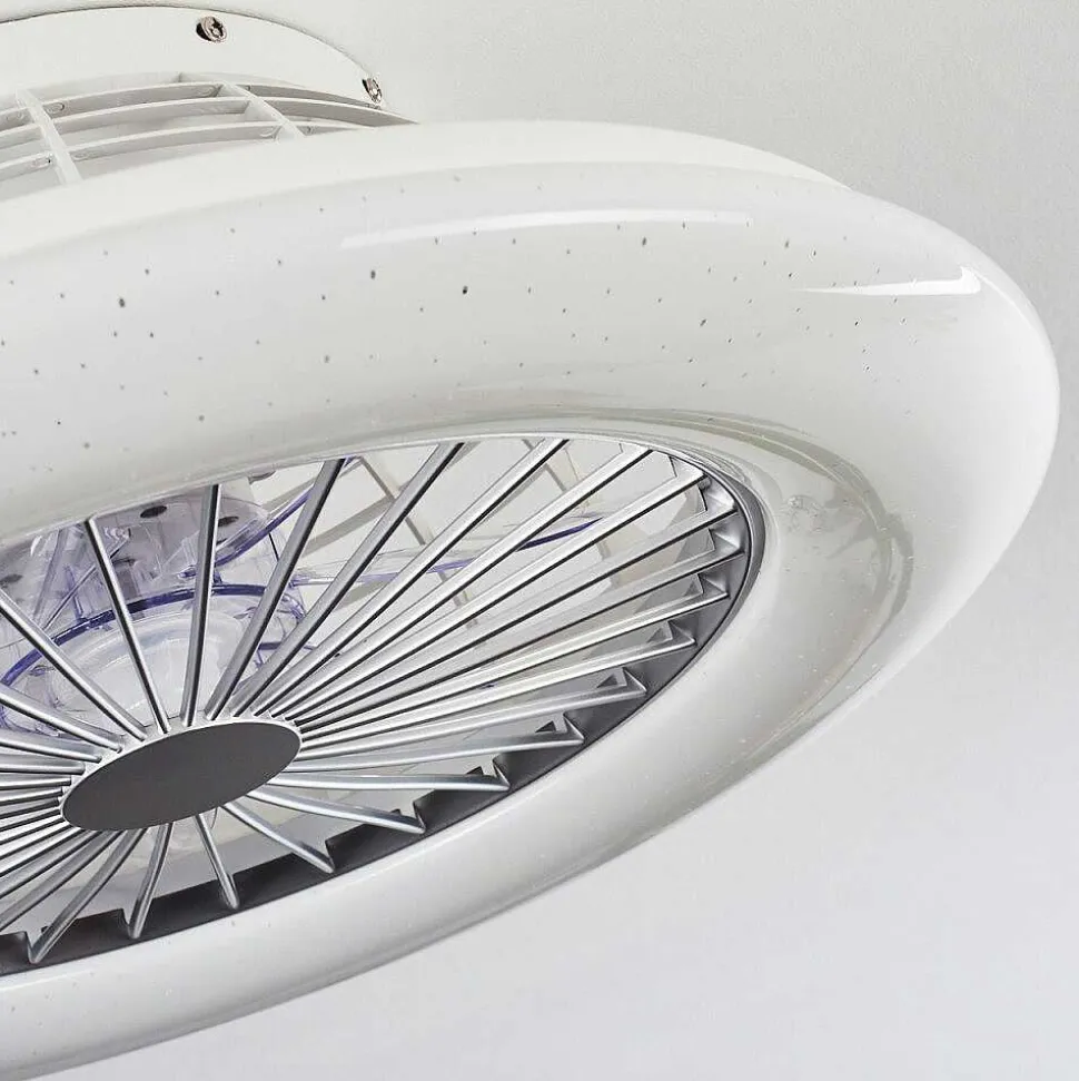 Ventilateur De Plafond Piraeus Led Blanc, 1 Lumiere, Telecommandes, Changeur De Couleurs