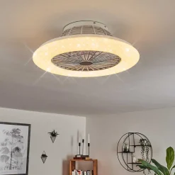 Ventilateur De Plafond Piraeus Led Blanc, 1 Lumiere, Telecommandes, Changeur De Couleurs