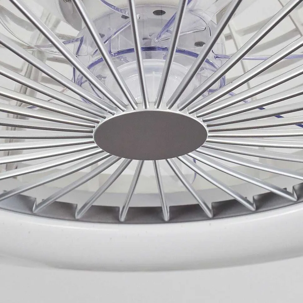 Ventilateur De Plafond Piraeus Led Blanc, 1 Lumiere, Telecommandes, Changeur De Couleurs