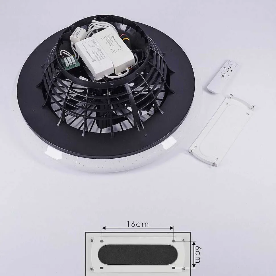 Ventilateur De Plafond Pireaus Led Noir, 1 Lumiere, Telecommandes, Changeur De Couleurs