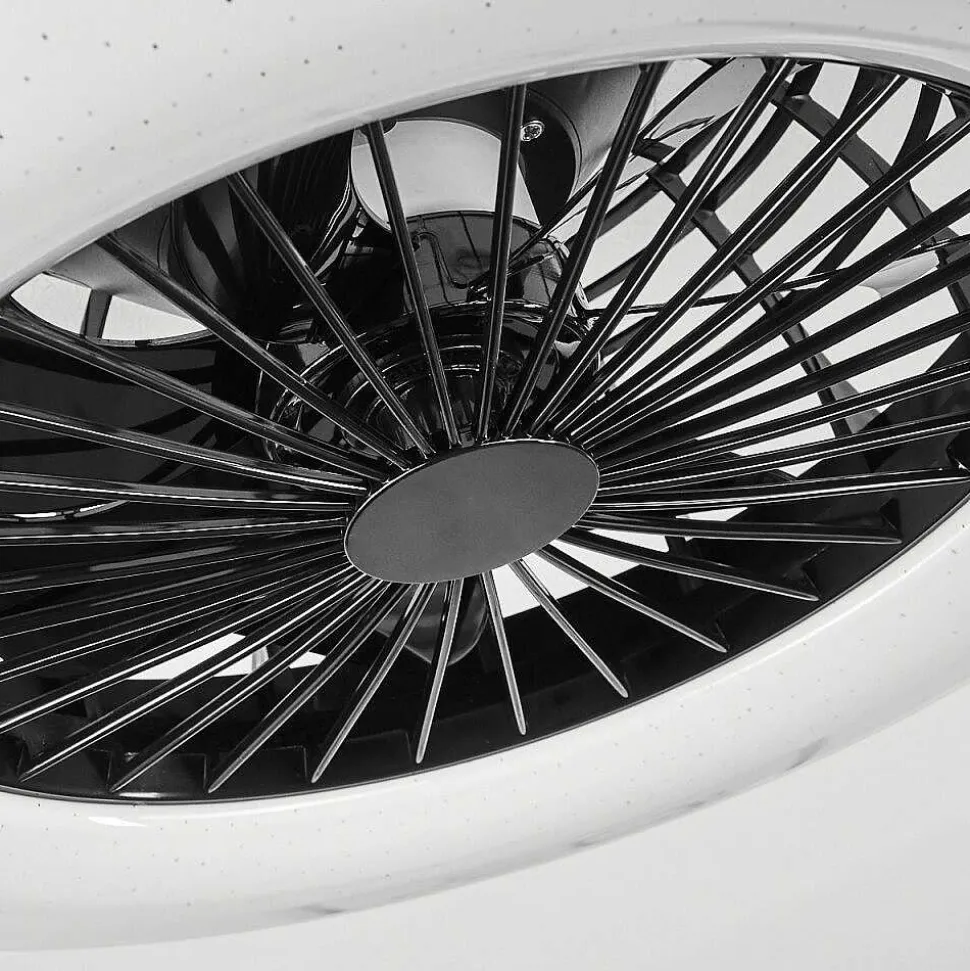 Ventilateur De Plafond Pireaus Led Noir, 1 Lumiere, Telecommandes, Changeur De Couleurs