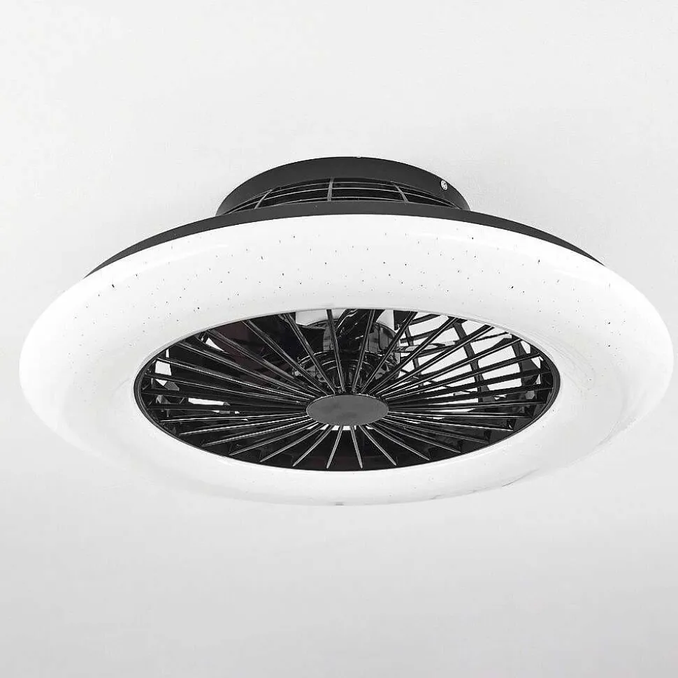 Ventilateur De Plafond Pireaus Led Noir, 1 Lumiere, Telecommandes, Changeur De Couleurs
