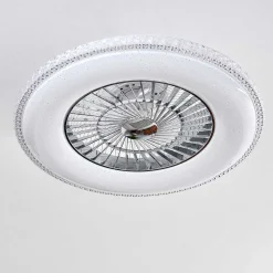 Ventilateur De Plafond Piacenza Led Chrome, Blanc, 1 Lumiere, Telecommandes
