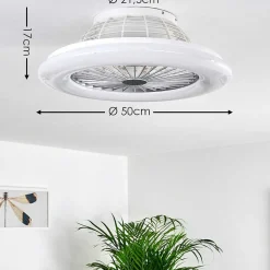 Ventilateur De Plafond Piraeus Led Titane, Blanc, 1 Lumiere, Telecommandes