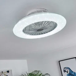 Ventilateur De Plafond Piraeus Led Titane, Blanc, 1 Lumiere, Telecommandes