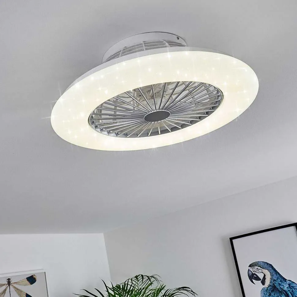 Ventilateur De Plafond Piraeus Led Titane, Blanc, 1 Lumiere, Telecommandes