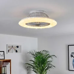 Ventilateur De Plafond Piraeus Led Titane, Blanc, 1 Lumiere, Telecommandes