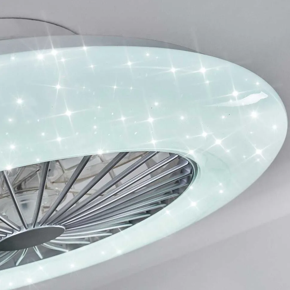 Ventilateur De Plafond Piraeus Led Titane, Blanc, 1 Lumiere, Telecommandes