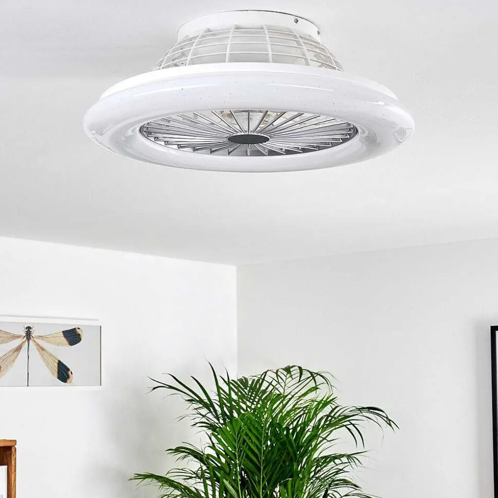 Ventilateur De Plafond Piraeus Led Titane, Blanc, 1 Lumiere, Telecommandes