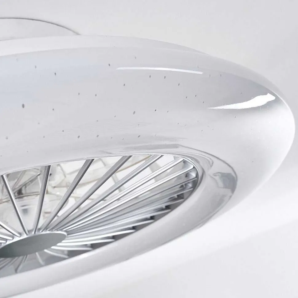 Ventilateur De Plafond Piraeus Led Titane, Blanc, 1 Lumiere, Telecommandes