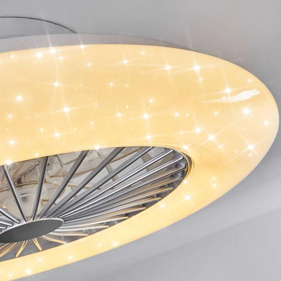 Ventilateur De Plafond Piraeus Led Titane, Blanc, 1 Lumiere, Telecommandes