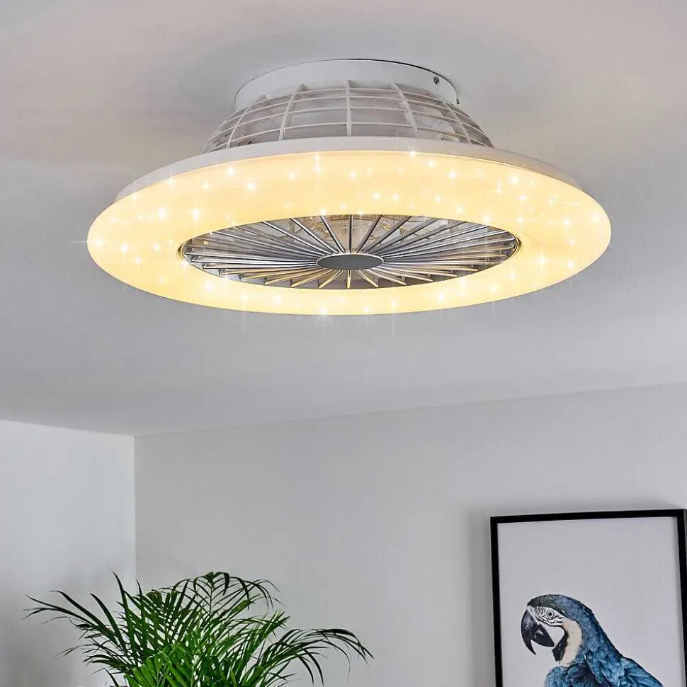 Ventilateur De Plafond Piraeus Led Titane, Blanc, 1 Lumiere, Telecommandes