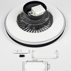 Ventilateur De Plafond Qualiano Led Noir, Blanc, 1 Lumiere, Telecommandes
