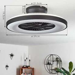 Ventilateur De Plafond Qualiano Led Noir, Blanc, 1 Lumiere, Telecommandes