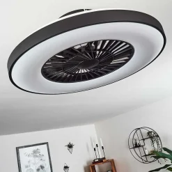 Ventilateur De Plafond Qualiano Led Noir, Blanc, 1 Lumiere, Telecommandes