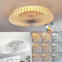 Ventilateur De Plafond Rivarotta Led Blanc, 1 Lumiere, Telecommandes