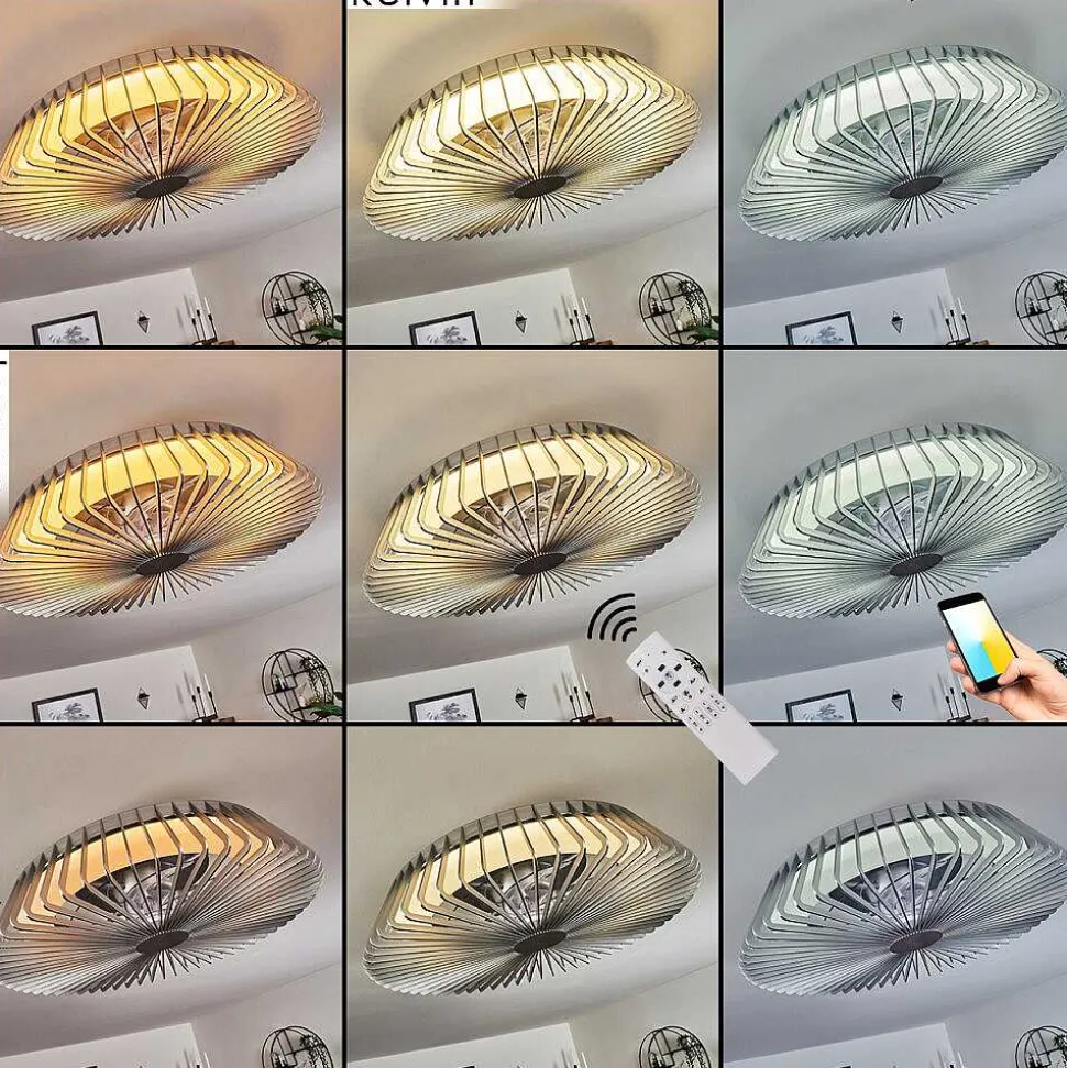 Ventilateur De Plafond Rivarotta Led Blanc, 1 Lumiere, Telecommandes