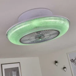 Ventilateur De Plafond Riccione Led Blanc, 1 Lumiere, Telecommandes, Changeur De Couleurs