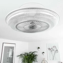 Ventilateur De Plafond Riccione Led Blanc, 1 Lumiere, Telecommandes, Changeur De Couleurs