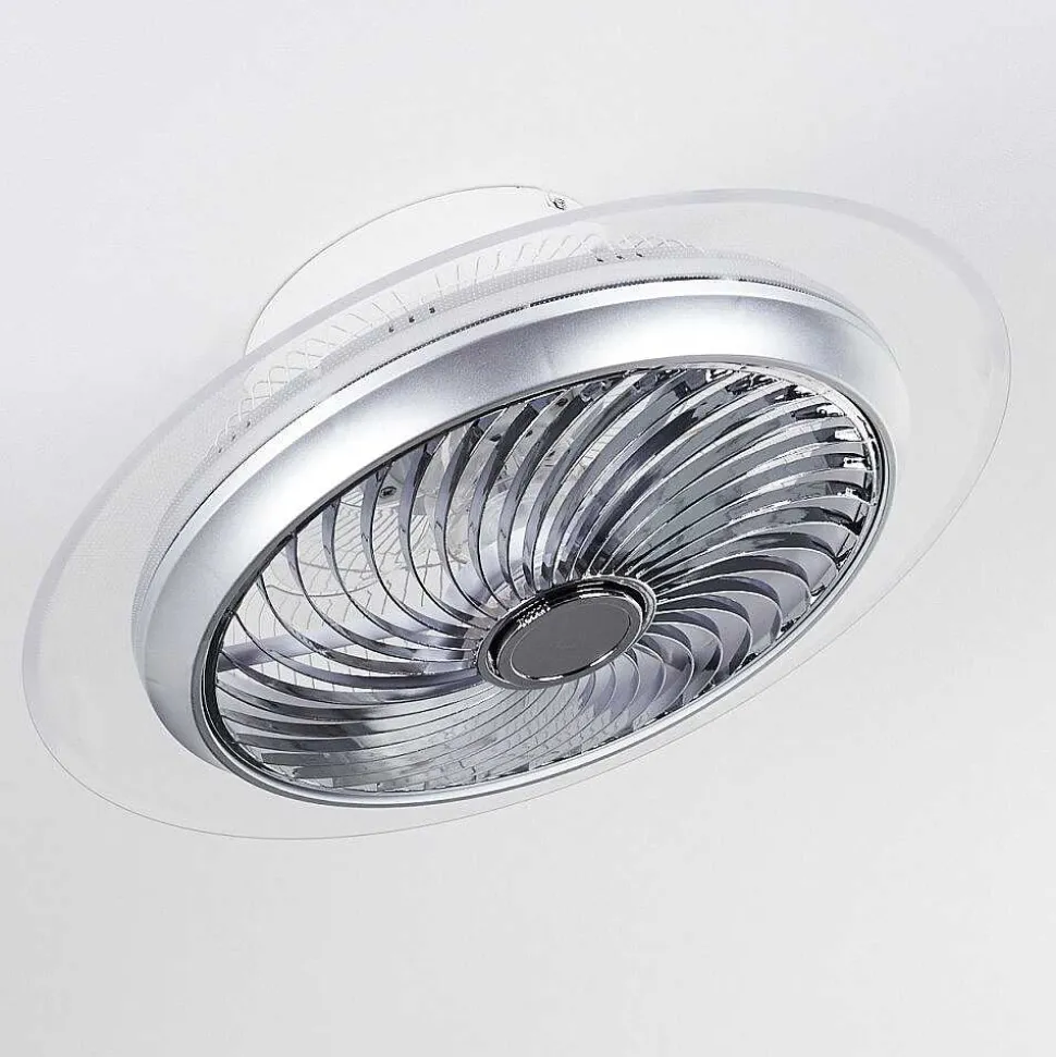 Ventilateur De Plafond Tamworth Led Argente, Transparent, 1 Lumiere, Telecommandes