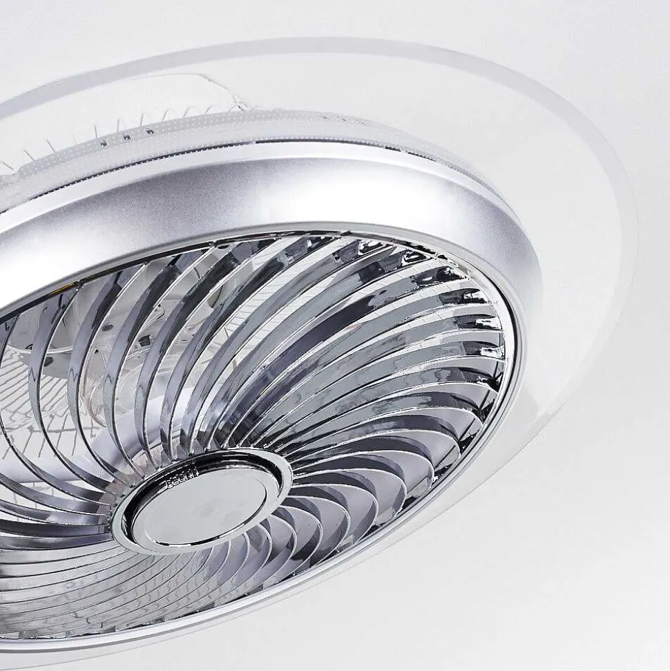 Ventilateur De Plafond Tamworth Led Argente, Transparent, 1 Lumiere, Telecommandes