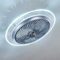 Ventilateur De Plafond Tamworth Led Argente, Transparent, 1 Lumiere, Telecommandes