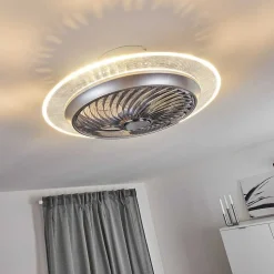 Ventilateur De Plafond Tamworth Led Argente, Transparent, 1 Lumiere, Telecommandes