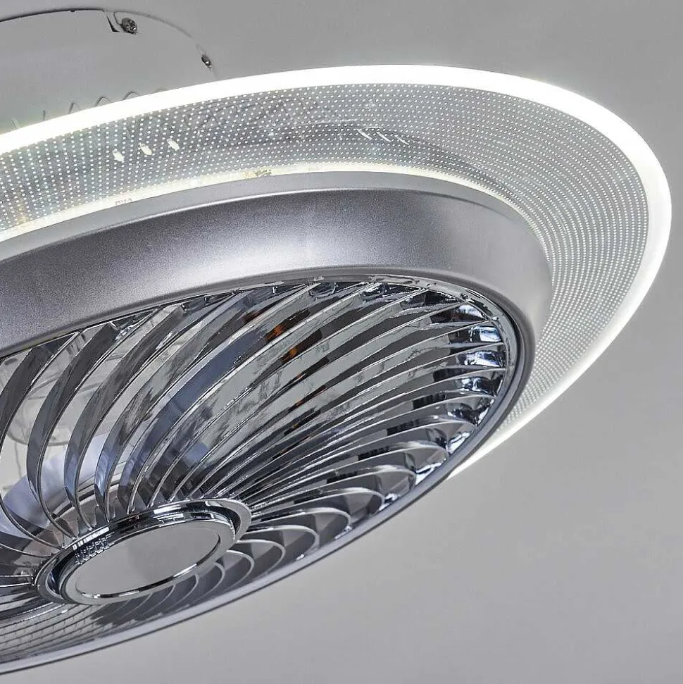 Ventilateur De Plafond Tamworth Led Argente, Transparent, 1 Lumiere, Telecommandes