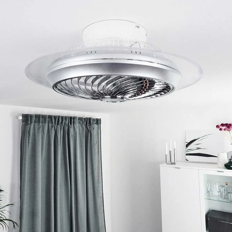 Ventilateur De Plafond Tamworth Led Argente, Transparent, 1 Lumiere, Telecommandes