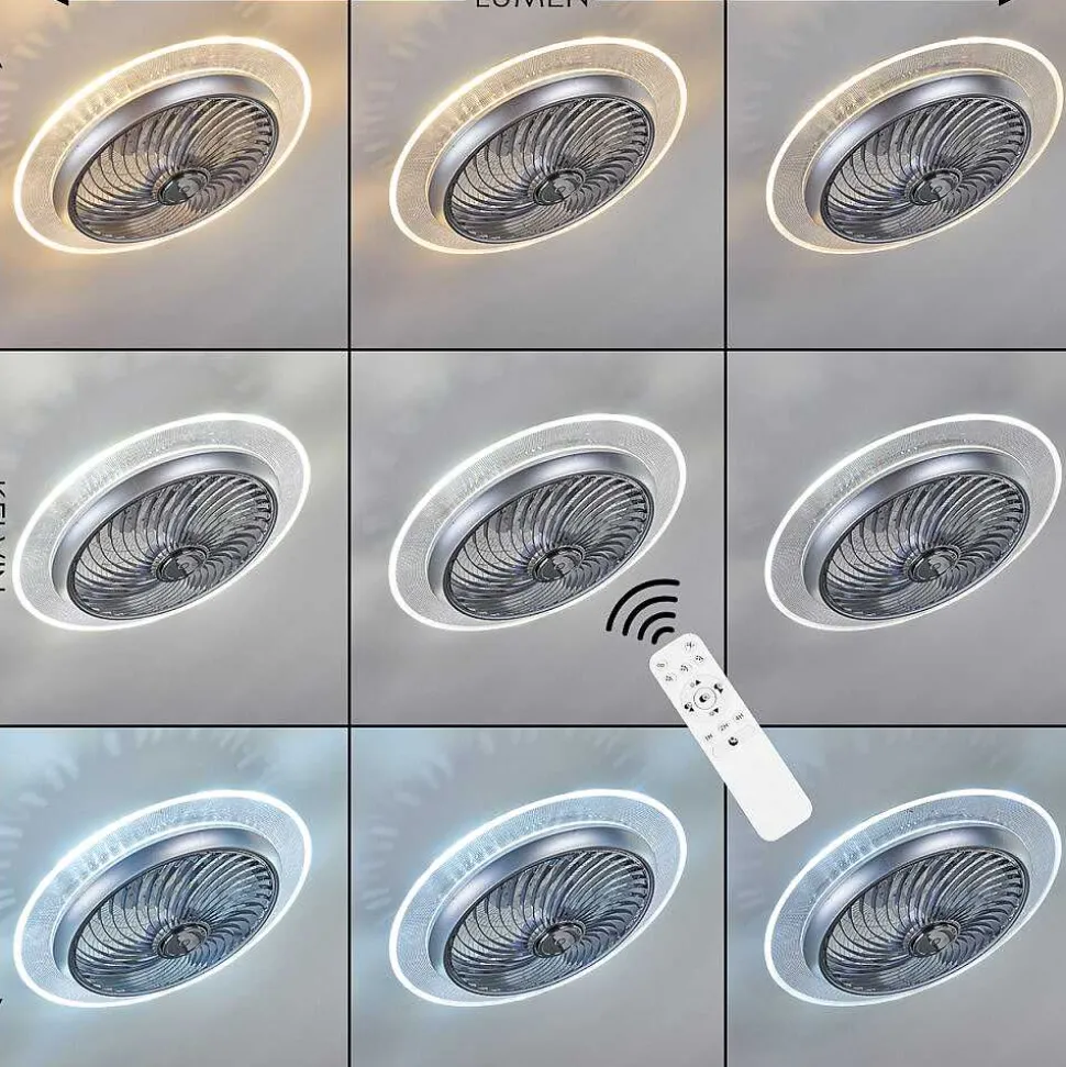 Ventilateur De Plafond Tamworth Led Argente, Transparent, 1 Lumiere, Telecommandes