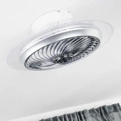 Ventilateur De Plafond Tamworth Led Argente, Transparent, 1 Lumiere, Telecommandes