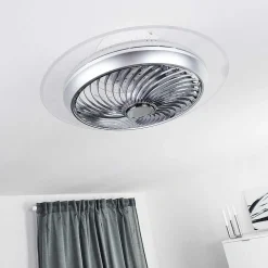 Ventilateur De Plafond Tamworth Led Argente, Transparent, 1 Lumiere, Telecommandes