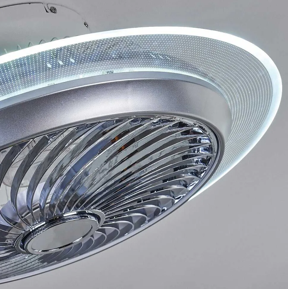 Ventilateur De Plafond Tamworth Led Argente, Transparent, 1 Lumiere, Telecommandes
