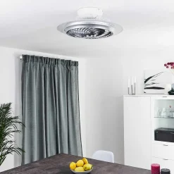 Ventilateur De Plafond Tamworth Led Argente, Transparent, 1 Lumiere, Telecommandes