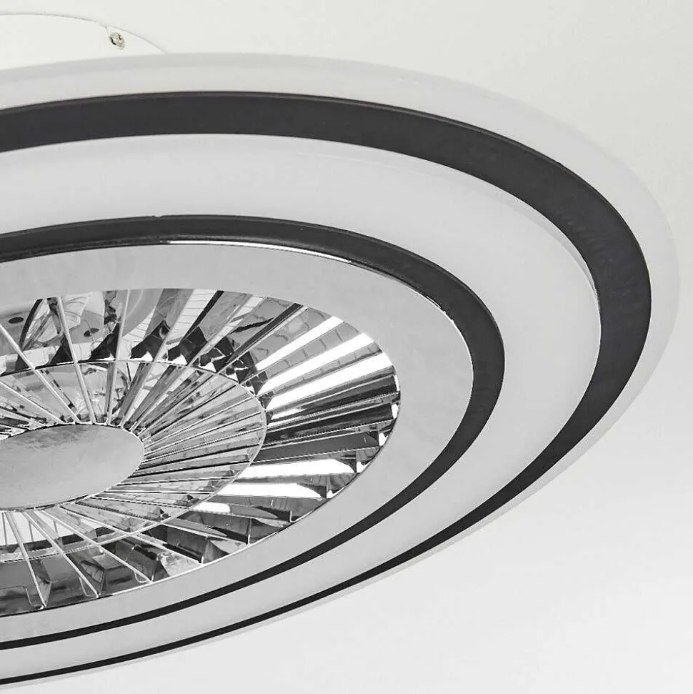 Ventilateur De Plafond Terradura Led Chrome, Noir, Blanc, 1 Lumiere, Telecommandes