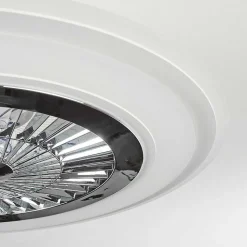 Ventilateur De Plafond Terradura Led Chrome, Blanc, 1 Lumiere, Telecommandes