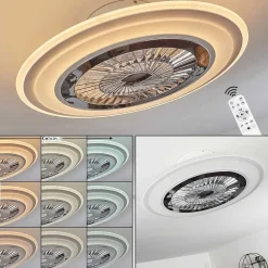 Ventilateur De Plafond Terradura Led Chrome, Blanc, 1 Lumiere, Telecommandes