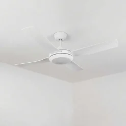 Ventilateur De Plafond Tjerne Led Blanc, 1 Lumiere, Telecommandes