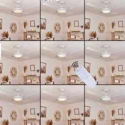 Ventilateur De Plafond Tjerne Led Blanc, 1 Lumiere, Telecommandes