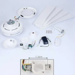 Ventilateur De Plafond Tjerne Led Blanc, 1 Lumiere, Telecommandes